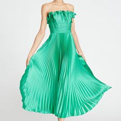 Reposhing This Item I Purchased From @Shiragreen. Loved But Unfortunately Didn’t Fit. Questions? Leave A Comment Below! Green Dresses For Spring Gala, Green Spring Gala Dress, Green Midi Dress With Pleated Bodice For Evening, Green Pleated Bodice Cocktail Dress, Green Gala Midi Dress, Green Dress For Gala, Green A-line Maxi Dress For Gala, Sleeveless Green Midi Dress For Gala, Green Silk Midi Dress With Ruffles