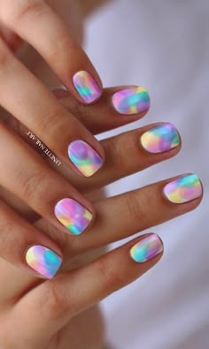 Tie Dye Nails Acrylic Short, Tie Dye Nail Ideas, Short Tie Dye Nails, Summer Tie Dye Nails, Rainbow Tie Dye Nails, Fun Birthday Nails Short, Tie Dye Gel Nails, Tie Dye Nails Acrylic, Tie Dye Nail Designs