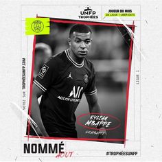 a black and white photo of a soccer player with the words nome next to him