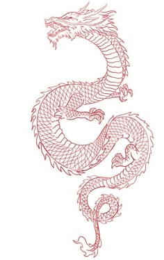 a drawing of a red dragon on white paper