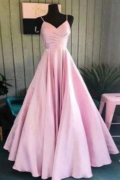 Pink Satin Prom Dress, Carpet Outfits, Prom Dresses Long Pink, Senior Prom Dresses, Pink Prom Dress, Pink Formal Dresses, Long Prom Gowns, Cute Prom Dresses, Pretty Prom Dresses