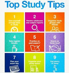 the top study tips poster is shown