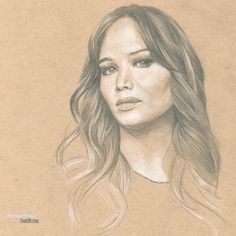 a pencil drawing of a woman with long hair