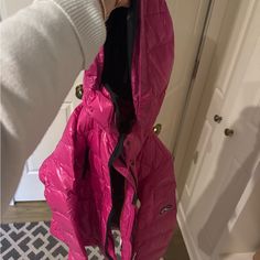 Super Cute New Jacket Pink Hooded Winter Jacket With Zipper, Pink Sports Hooded Jacket With Double-lined Hood, Pink Double-lined Hooded Jacket, Pink Double-lined Hooded Sports Jacket, Pink Double-lined Hood Sports Outerwear, Pink Jacket, Pink Ladies, Puffer, Super Cute