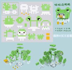 some type of pixel art with green plants and leaves on it's sides, including the