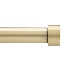 a brass colored curtain rod on a white background