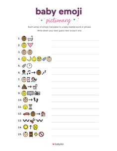 baby emoji printable worksheet for primary and toddlers to learn