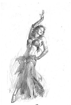 a pencil drawing of a woman dancing