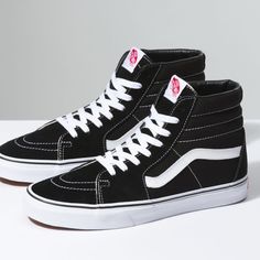 Vans Shoes | Vans Sk8 His Womens | Color: Black/White | Size: 9 Sk8 Hi Vans, Dr Shoes, Basket Noir, Vans Black And White, Shoes Vans, Burton Snowboards, Black Vans