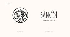 the logo for banoi spring rolls is shown in black and white, with an image of