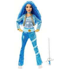 Fight for what’s right with this doll of Princess Chloe Charming, Daughter of Cinderella, from Disney’s Descendants: The Rise of Red! With her bright blue curls and iconic outfit, this fashion doll looks just like the royal champ she is in the movie. She bends at the arms, elbows, wrists and knees so she can slay with her included sword accessory and pose like the heroic princess she is. Makes a great gift for fans who will want to collect them all! Each sold separately, subject to availability. Blue Curls, Descendants 4, Red Princess, Movie Inspired Outfits, Red Dolls, Disney Princess Dolls, Disney Handbags, Disney Descendants, Disney Dolls