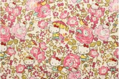 a hello kitty wallpaper with pink flowers