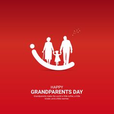 a happy grandparents day card with an image of a man and woman walking on a boat