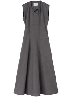 Find JIL SANDER Asymmetric Virgin-wool Midi Dress on Editorialist. grey virgin wool asymmetric neck strap detailing sleeveless side zip fastening flared hem Asymmetrical Dress Casual, Jil Sander Dress, Outfit Png, Grey Midi Dress, Asymmetrical Neckline, Exclusive Fashion, Neck Strap, Dolce & Gabbana, Jil Sander