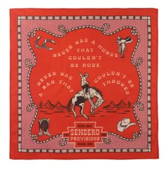 Sendero Provisions Brand Never Was A Horse Bandana Rusty Orange, Cream & Black Can Be Worn Multiple Ways Cowboy Bandana, Retro Cowboy, Real Cowboys, Desert Dream, Bandana Design, Long Story Short, Long Story, Japanese Cotton, Be Real