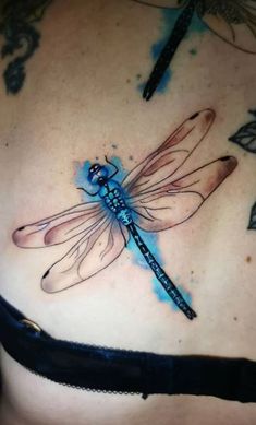 a woman's stomach with a dragonfly tattoo on her belly and the word, i love you