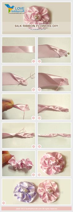 the instructions for how to make satin ribbon flowers