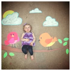 Pretty Bird sidewalk chalk art Sidewalk Paint, Chalk Drawings