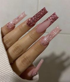 Acrylic Nail Designs Coffin, Emerald Nails, Acrylic Nails Coffin Pink, Pearl Nails, Christmas Nails Acrylic, Long Square Acrylic Nails, Pink Acrylic Nails, Xmas Nails