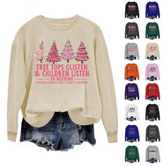 PRICES MAY VARY. Christmas Sweatshirts For Women - Material: This cute Xmas sweatshirt is made of high-quality fabrics. Soft and breathable. skin-friendly fall-winter loose sweatshirt outfit makes you feel more comfy and relaxed Sweatshirt for Women - Design: The Christmas sweatshirt for women and teen girls, Loose fit Christmas crewneck sweatshirt, classic color, funny graphic printed long sleeve tops Womens Sweatshirt - Occasion: Merry sweatshirts for women suitable for spring fall and winter, and various occasions, such as Christmas parties, casual, school, vacations, outdoor, parties, etc Christmas Outfits for Women 2024 - Fashion Stylish : Fashion looking of this women graphic sweatshirt, easy to match with skirts, jeans, leggings, shorts, coat, hat etc, you will get praise from a lot Loose Sweatshirt Outfit, Long Tops For Leggings, Plus Size Christmas Tops, Women Fall Tops, Streetwear For Men, Black Shirts Women, Christmas Outfits Women, Womens Christmas Shirts, Women Graphic