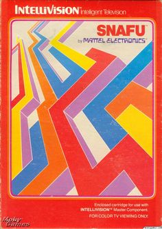 an old book cover with colorful lines on the front and back side, in red