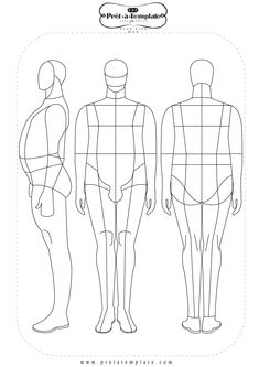 the front and back view of a male mannequin's body, with measurements for