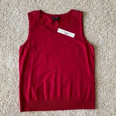 Brand New With Tags! Classic Red Stretch Tops, Classic Stretch Red Tops, Classic Red Sleeveless Top, Silk Tops, Silk Tank Top, Silk Tank, Silk Top, Tank Top, Womens Tops