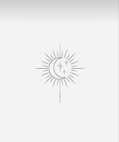 a black and white drawing of the sun and moon