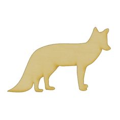 a wooden cutout of a fox on a white background