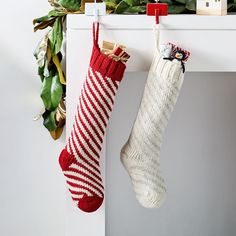 Qvc Christmas, Modern Christmas Stocking, Striped Christmas Stocking, Christmas Diy Projects, It's December, Front Door Christmas Decorations, Apartment Christmas, You Serious Clark, Striped Stockings