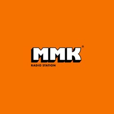 the mmk radio station logo is shown on an orange background with black and white letters