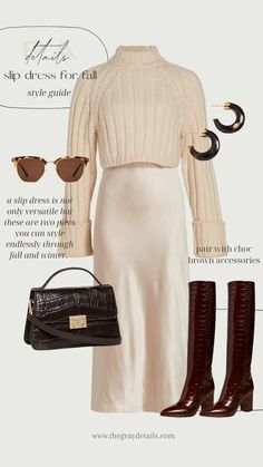 Style a Slip Dress for Fall Casual Slip Dress Outfit, White Slip Dress Outfit, Style A Slip Dress, How To Style A Slip Dress, Skirt Outfits With Boots, Satin Long Skirt, Fall Skirt Outfits, Slip Dress Casual, Silk Dresses Outfit