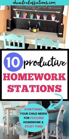 the top 10 home work stations for kids with text overlay that reads, 10 prod