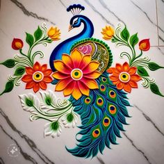 Easy Rangoli Designs Videos, Alpona Design, Colorful Borders Design, Simple Flower Design, Color Drawing Art, New Rangoli Designs, Mandala Art Therapy