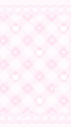 a pink and white checkered background with cats