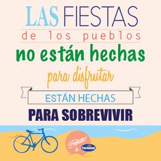 a beach scene with the words in spanish and an image of a bike on the sand