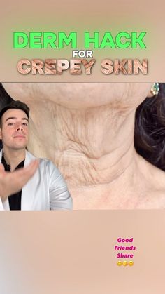 Dr Charles, MD | Health & Beauty Expert✨ | Crepey Skin? @drcharlesmd teaches you the DIY derm hack :) Crepey skin = loose, wrinkly skin that happens both due to collagen lose as we... | Instagram Crepey Neck Skin Remedies Diy, Crepe Neck Skin Remedy, Crepey Skin Remedies Diy, Wrinkly Neck, Crepey Neck, Crepy Skin, Reduce Neck Wrinkles, Loose Neck Skin, Skin Tags On Face