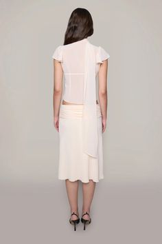 Ara Top – Guizio Elegant Draped Ruffle Blouse, Fitted Draped Blouse With Ruffles, Fitted Silk Pre-draped Blouse, Pre-draped Evening Blouse With Draped Sleeves, Evening Blouse With Pre-draped Sleeves, Spring Fitted Silk Chiffon Blouse, Spring Silk Chiffon Fitted Blouse, Fitted Silk Blouse With Draped Sleeves, Elegant Blouse With Draped Sleeves