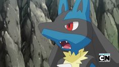 an animated image of a blue and black pokemon