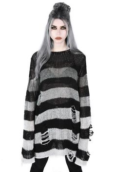 Striped Jumpers, Gothic Sweater, Harajuku Grunge, Long Sweaters For Women, Y2k Harajuku, Oversized Striped Sweater, Spring Knits, Long Sweater Dress