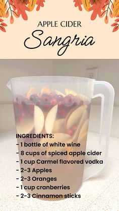 an apple cider sangria recipe in a blender with ingredients to make it