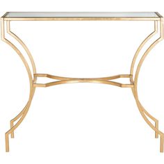 a gold metal and glass console table