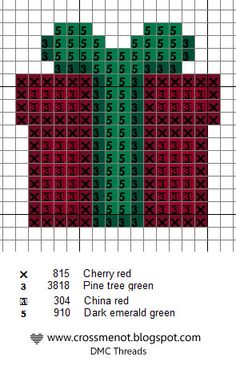 a cross stitch christmas sweater pattern with the words merry red, pine tree green and dark emerald