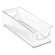 an empty plastic container on a white background