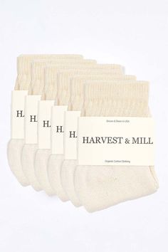 Women's 6 Pack Organic Cotton Socks Natural-White Ankle – Harvest & Mill Eco Fashion Design, White Crew Socks, Organic Cotton Clothing, Cotton Clothing, Ethical Clothing, Organic Clothing, Sustainable Brand, Eco Fashion, Cotton Socks