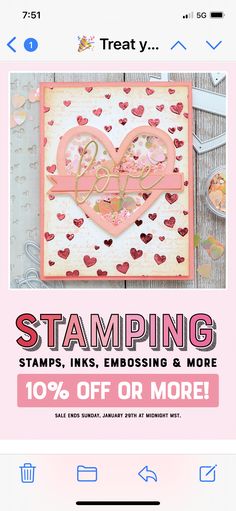 an email post for stamping with hearts on it