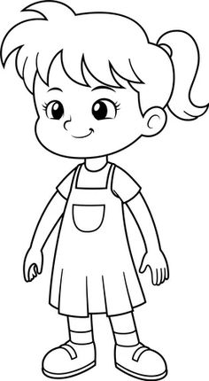 Girl cartoon Royalty Free Vector Image - VectorStock Girls Cartoon Drawing, Girl Drawing Cartoon, Outline Images Drawings, Cartoon Kids Drawing, Cartoon Images For Drawing, Girl Cartoon Drawing, Simple Girl Drawing, Outline Of A Girl, Girl Vector