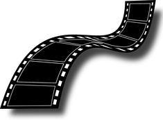 a film strip with brown and black squares on it's sides, in the shape of an arrow