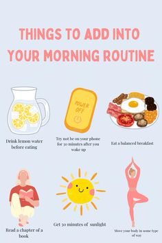 You do not need to over do your mornings! But adding something small to make sure you are taking care of yourself is also important. Only add one thing in to help start your day on a good note. How To Start Self Care Routine, Become A Morning Person Tips, Self-care Routine List, Daily Routine For Mental Health, Healthy Morning Habits Checklist, Morning Yoga Routine, Exam Motivation, Happiness Challenge, Working On Me