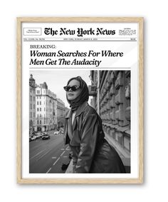 the new york news front page with a woman in black and white photo on it